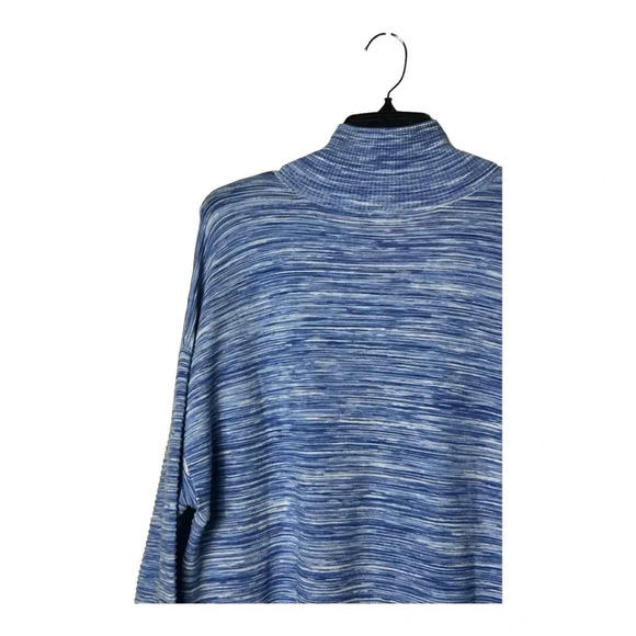 1451. AERIE OFFLINE LONG SLEEVE 1/4 ZIP SWEATER RIBBED BLUE/WHITE COLOR MARBLE - Picture 8 of 9